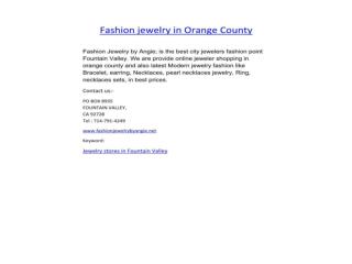 Fashion Jewelry in Orange County