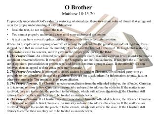 O Brother Matthew 18:15-20