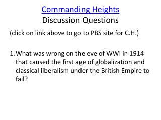 Commanding Heights Discussion Questions
