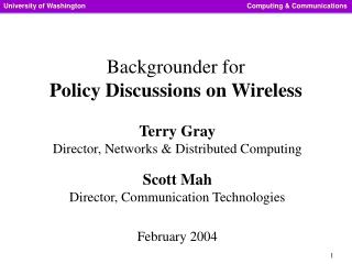 Backgrounder for Policy Discussions on Wireless