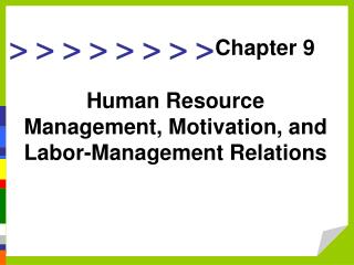 Human Resource Management, Motivation, and Labor-Management Relations
