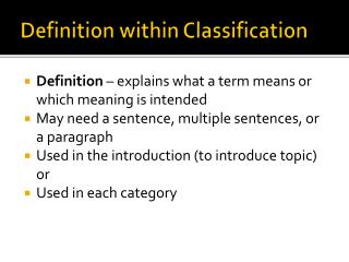 Definition within Classification