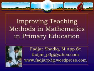 Improving Teaching Methods in Mathematics in Primary Education