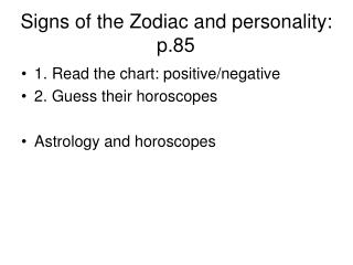 Signs of the Zodiac and personality: p.85