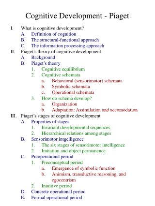 Cognitive Development - Piaget