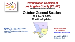 Wendy Berger, MPH ICLAC Coordinator wberger@ph.lacounty Mia Cuddihy MD MPH Chairperson ICLAC