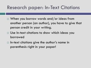 Research paper: In-Text Citations