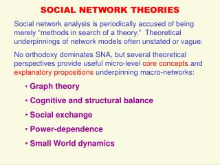 SOCIAL NETWORK THEORIES