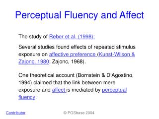 Perceptual Fluency and Affect