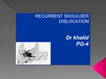 RECURRENT SHOULDER DISLOCATION Dr khalid PG-4