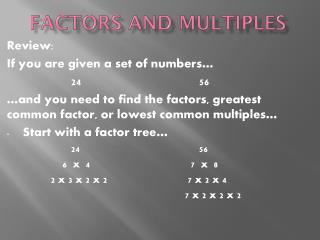 Factors and multiples