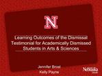 Learning Outcomes of the Dismissal Testimonial for Academically Dismissed Students in Arts Sciences