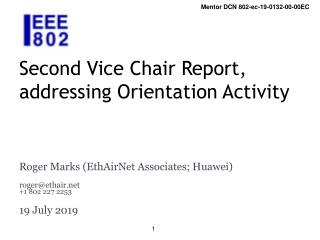 Second Vice Chair Report, addressing Orientation Activity
