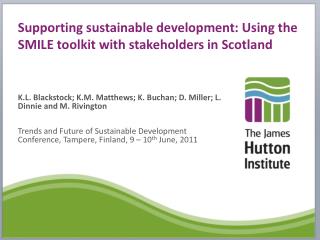 Supporting sustainable development: Using the SMILE toolkit with stakeholders in Scotland