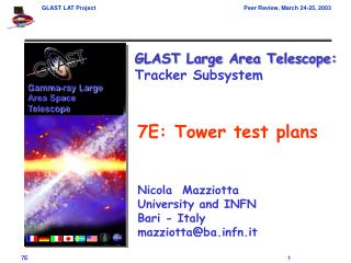 7E: Tower test plans