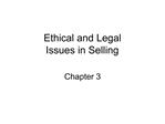 Ethical and Legal Issues in Selling