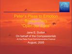 Peter s Pleas to Emotion Researchers Open our Eyes