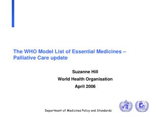 The WHO Model List of Essential Medicines – Palliative Care update