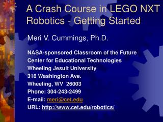 A Crash Course in LEGO NXT Robotics - Getting Started