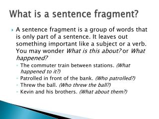 definition of fragment sentence