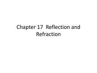 Chapter 17 Reflection and Refraction