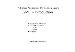 J2ME -- Introduction