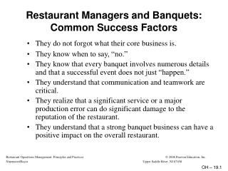 Restaurant Managers and Banquets: Common Success Factors