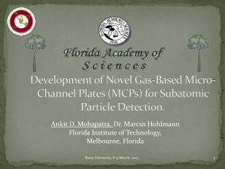 Development of Novel Gas-Based Micro-Channel Plates (MCPs) for Subatomic Particle Detection.