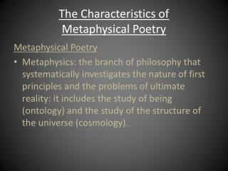 PPT - The Characteristics of Metaphysical Poetry PowerPoint ...