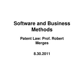 Software and Business Methods