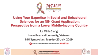 Le Minh Giang Hanoi Medical University, Vietnam NIH Symposium, Tuesday 23 July, 2019