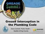 Grease Interception in the Plumbing Code