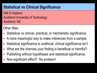 Statistical vs Clinical Significance