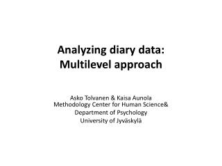 Analyzing diary data: Multilevel approach