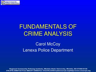 FUNDAMENTALS OF CRIME ANALYSIS