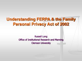 ferpa form clemson
PPT - Understanding FERPA & the Family Personal Privacy Act ... ferpa form clemson
PPT - Understanding FERPA & the Family Personal Privacy Act ...