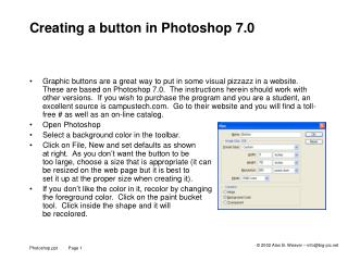 Creating a button in Photoshop 7.0