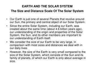The Size and Distance Scale Of The Solar System