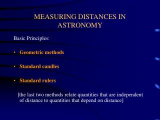 MEASURING DISTANCES IN ASTRONOMY