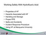Working Safely With Hydrofluoric Acid