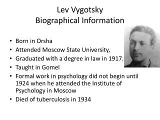 PPT - Lev Vygotsky PowerPoint Presentation - ID:364087