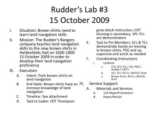 Rudder’s Lab #3 15 October 2009