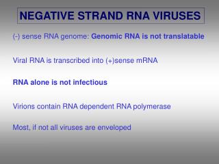 NEGATIVE STRAND RNA VIRUSES