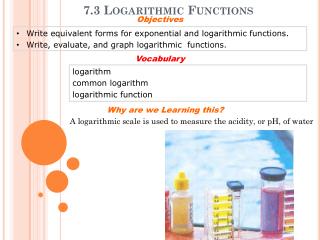 7.3 Logarithmic Functions