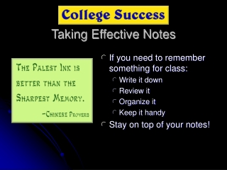 Taking Effective Notes