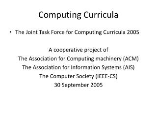 Computing Curricula