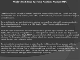 World's Most Broad-Spectrum Antibiotic Available OTC