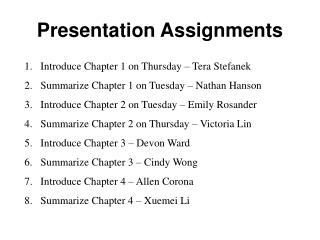 Presentation Assignments