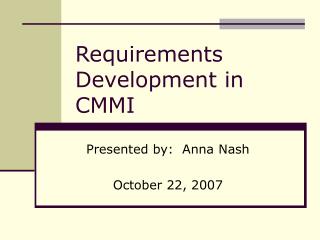 Requirements Development in CMMI
