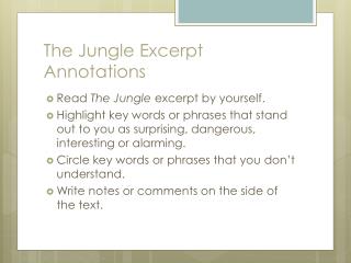 The Jungle Excerpt Annotations